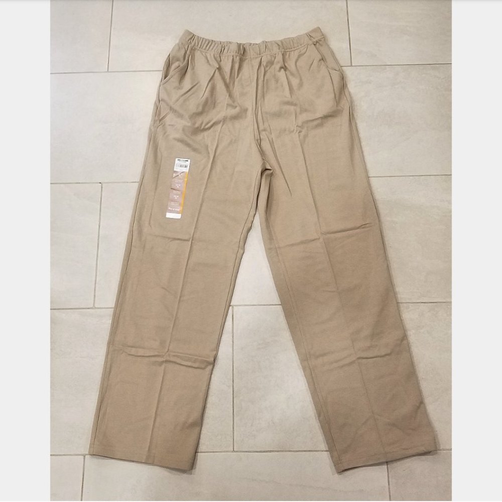 White Stag elastic waist knit pants (tan)